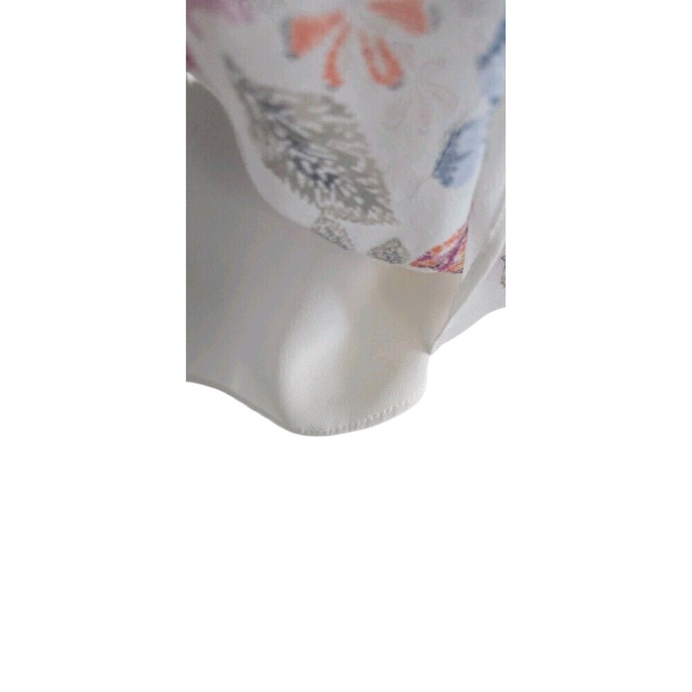 WHBM White Ruffle Floral Embroidered Cami Tank Lined Size Medium - Picture 5 of 9
